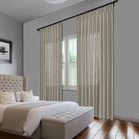 1908 Linen Blend Unlined Breathable & Natural Curtain Pinch Pleat 1 Panel