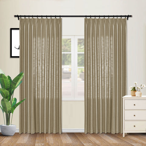 1908 Linen Blend Unlined Breathable & Natural Curtain Pinch Pleat 1 Panel
