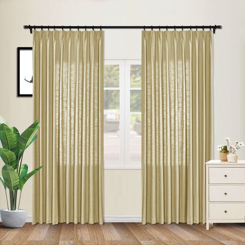 1908 Linen Blend Unlined Breathable & Natural Curtain Pinch Pleat 1 Panel