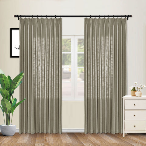 1908 Linen Blend Unlined Breathable & Natural Curtain Pinch Pleat 1 Panel