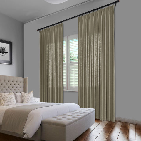 1908 Linen Blend Unlined Breathable & Natural Curtain Pinch Pleat 1 Panel