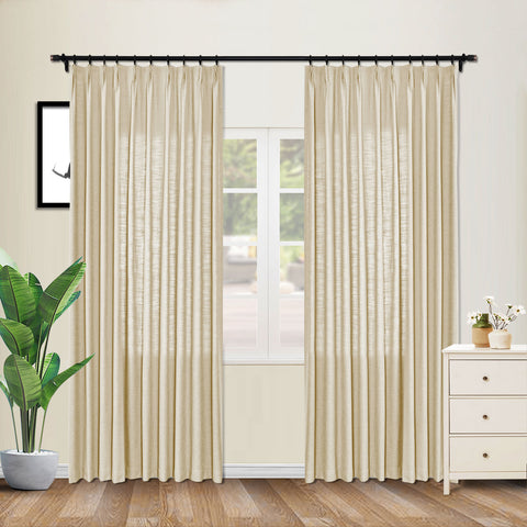 1908 Linen Blend Unlined Breathable & Natural Curtain Pinch Pleat 1 Panel