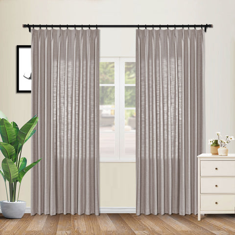1908 Linen Blend Unlined Breathable & Natural Curtain Pinch Pleat 1 Panel