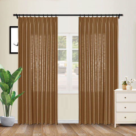 1908 Linen Blend Unlined Breathable & Natural Curtain Pinch Pleat 1 Panel