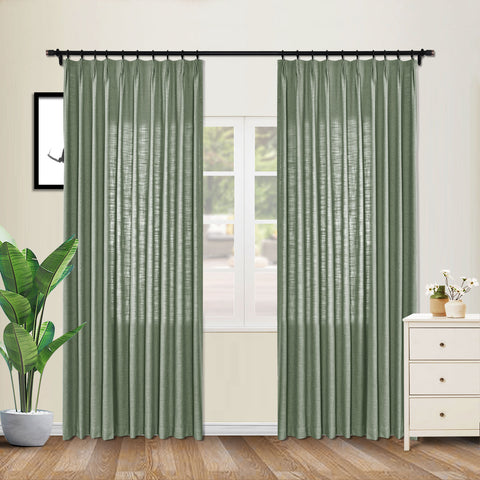 1908 Linen Blend Unlined Breathable & Natural Curtain Pinch Pleat 1 Panel