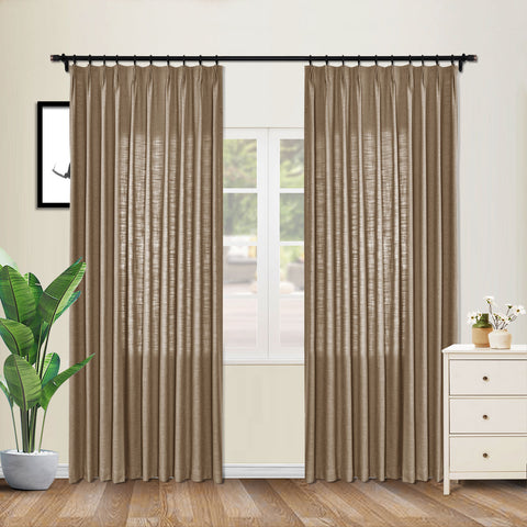 1908 Linen Blend Unlined Breathable & Natural Curtain Pinch Pleat 1 Panel