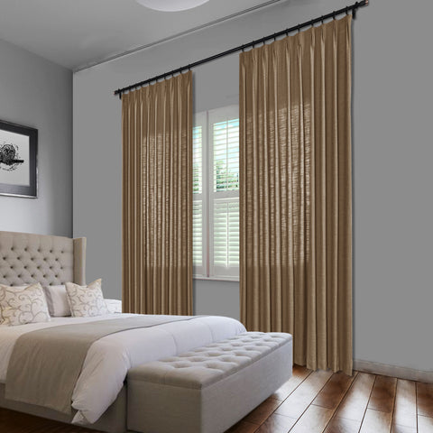 1908 Linen Blend Unlined Breathable & Natural Curtain Pinch Pleat 1 Panel