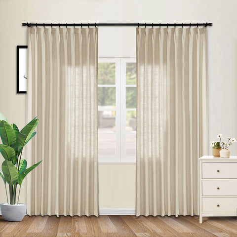 1908 Linen Blend Unlined Breathable & Natural Curtain Pinch Pleat 1 Panel