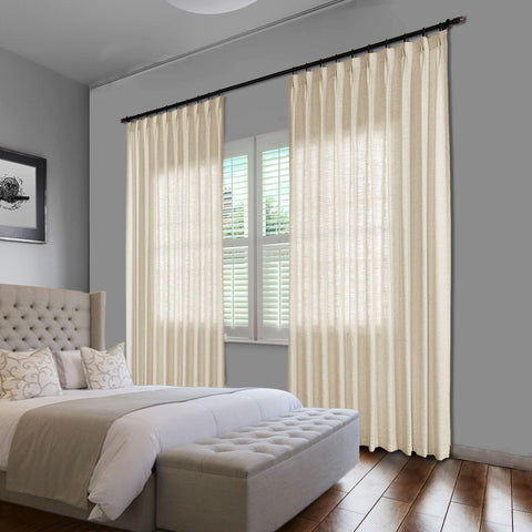 1908 Linen Blend Unlined Breathable & Natural Curtain Pinch Pleat 1 Panel
