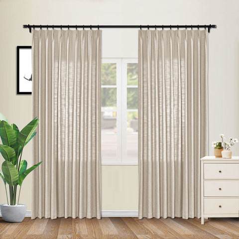 1908 Linen Blend Unlined Breathable & Natural Curtain Pinch Pleat 1 Panel