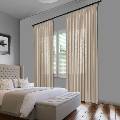 1908 Linen Blend Unlined Breathable & Natural Curtain Pinch Pleat 1 Panel