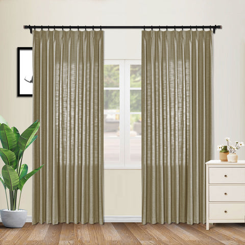 1908 Linen Blend Unlined Breathable & Natural Curtain Pinch Pleat 1 Panel