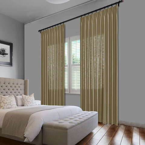 1908 Linen Blend Unlined Breathable & Natural Curtain Pinch Pleat 1 Panel
