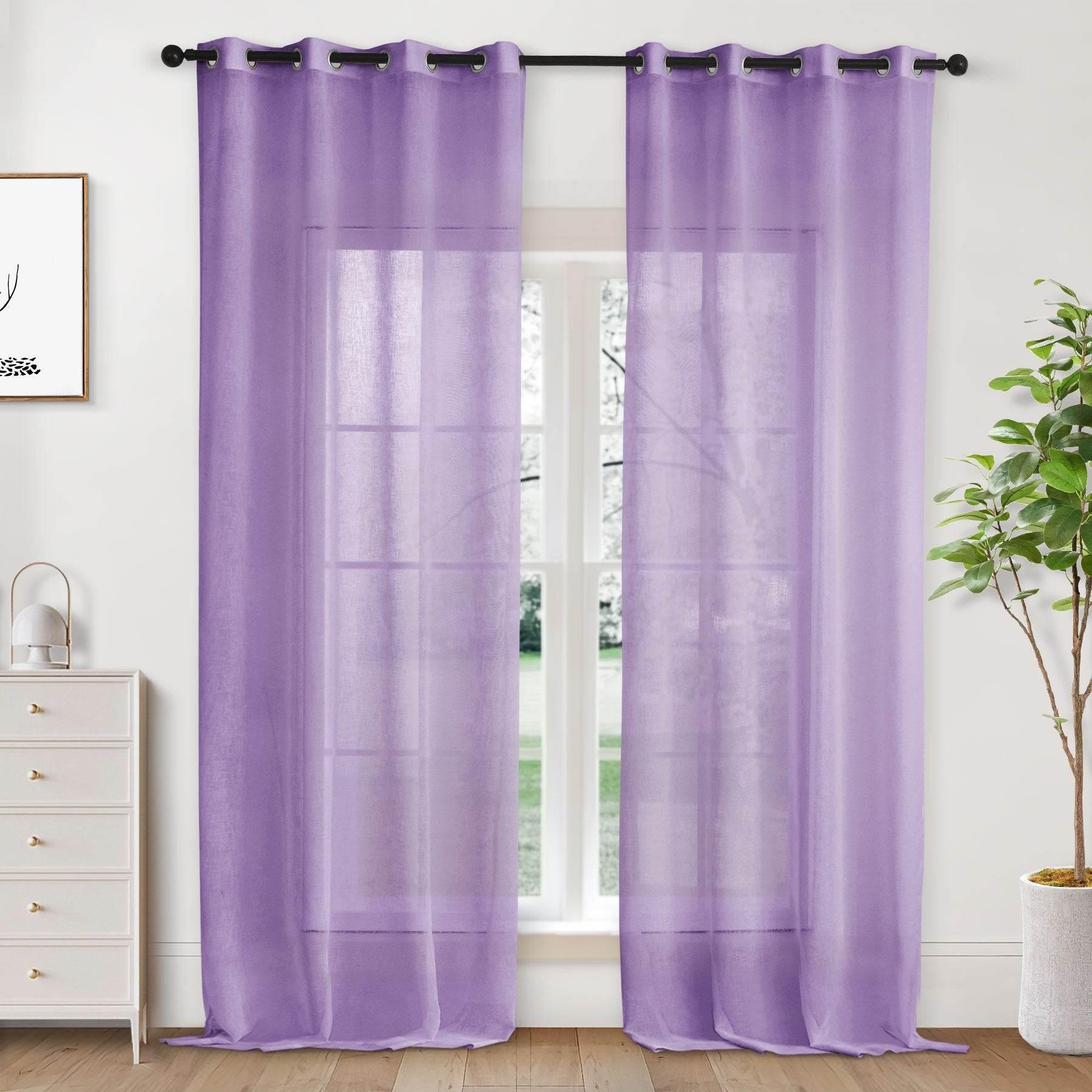 B01 Linen Textured Airy Sheer Curtain Grommet - Cololeaf -- #30 Light Grey