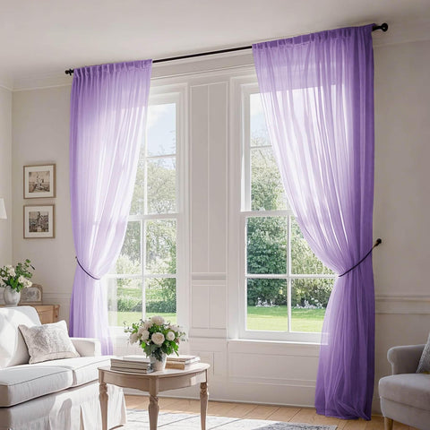 B01 Linen Textured Airy Sheer Curtain Pinch Pleat - Cololeaf -- #30 Light Grey