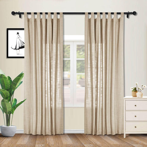1908 Linen Blend Breathable & Natural Curtain Tab Top - Cololeaf -- #1 Beige White