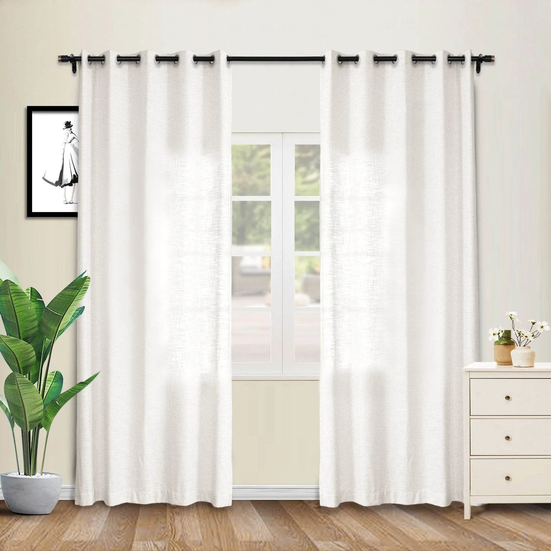 1908 Linen Blend Breathable & Natural Curtain Nickle Grommet - Cololeaf -- #1 Beige White