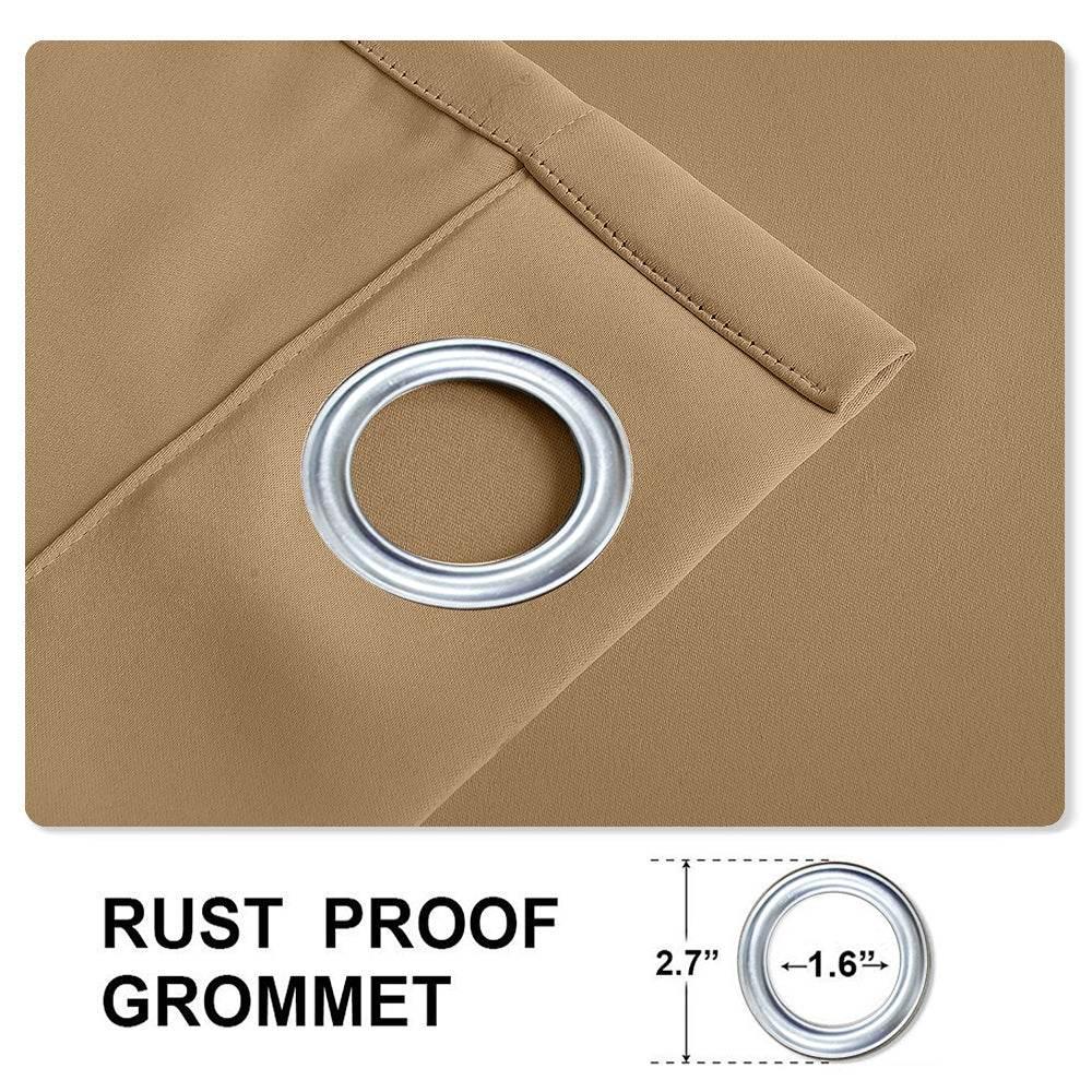 Rose Extra Wide Outdoor Curtains Waterproof Thermal Insulated Blackout Top Grommet - Cololeaf -- Beige