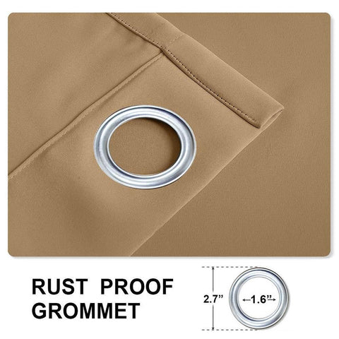 Rose Extra Wide Outdoor Curtains Waterproof Thermal Insulated Blackout Top Grommet - Cololeaf -- Beige