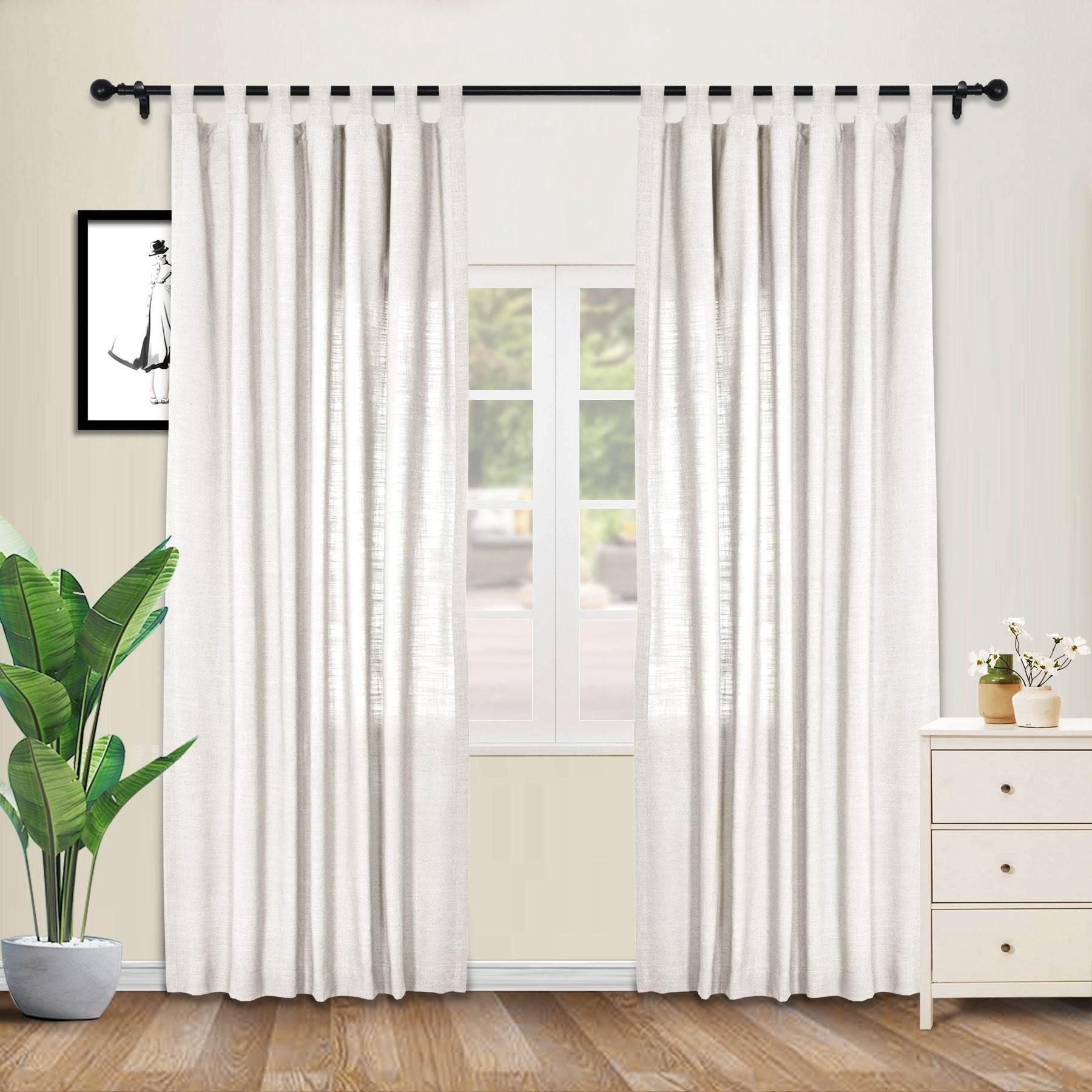 1908 Linen Blend Breathable & Natural Curtain Tab Top - Cololeaf -- #1 Beige White