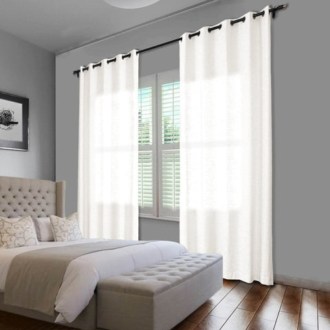 1908 Linen Blend Breathable & Natural Curtain Nickle Grommet - Cololeaf -- #1 Beige White