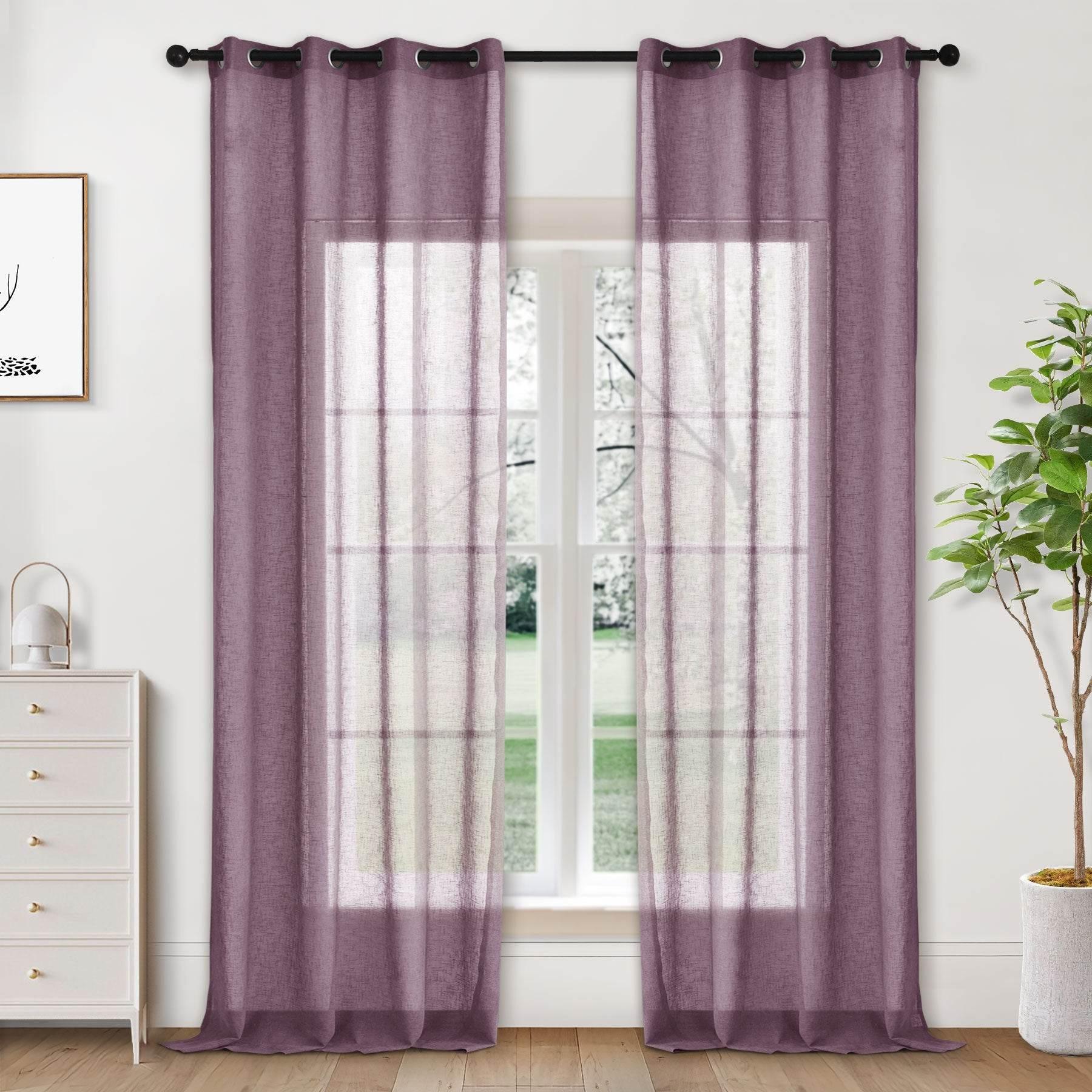 B01 Linen Textured Airy Sheer Curtain Grommet - Cololeaf -- #30 Light Grey