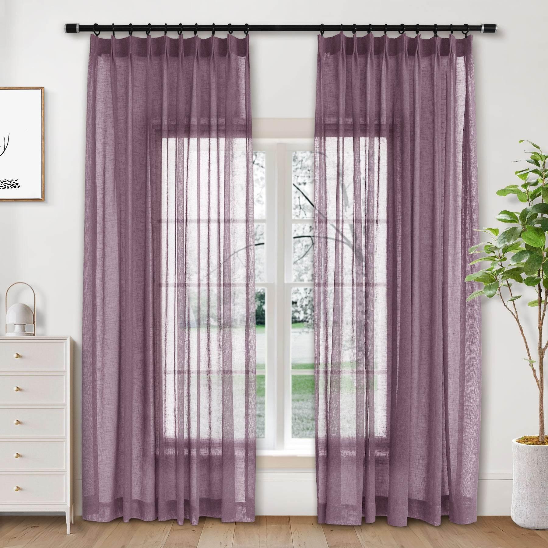 B01 Linen Textured Airy Sheer Curtain Pinch Pleat - Cololeaf -- #30 Light Grey