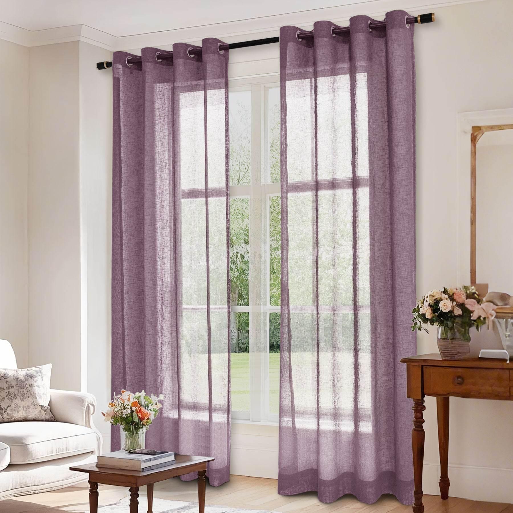B01 Linen Textured Airy Sheer Curtain Grommet - Cololeaf -- #30 Light Grey