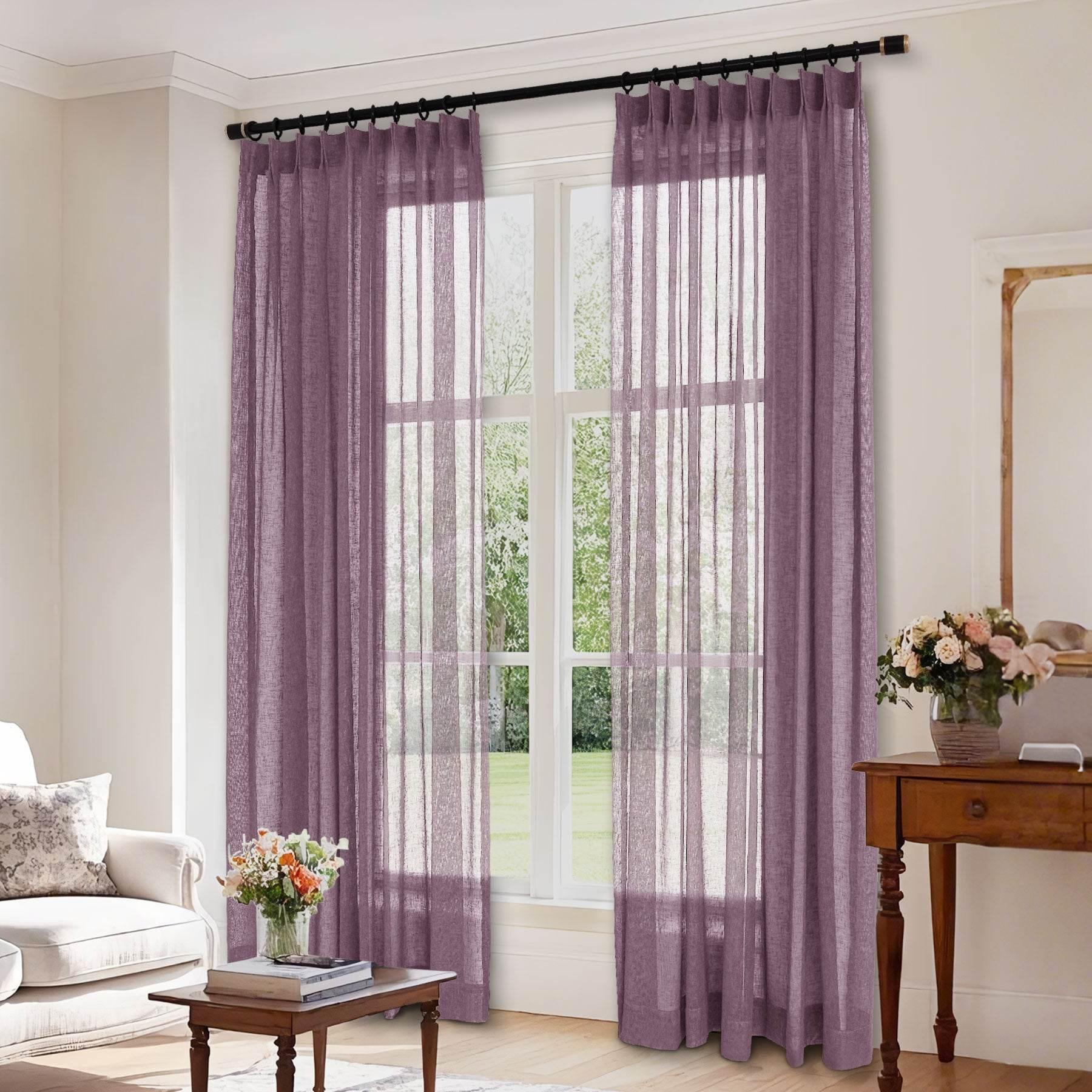 B01 Linen Textured Airy Sheer Curtain Pinch Pleat - Cololeaf -- #30 Light Grey