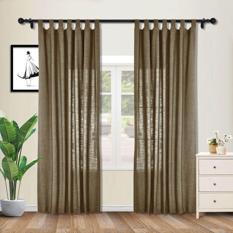 1908 Linen Blend Breathable & Natural Curtain Tab Top - Cololeaf -- #1 Beige White