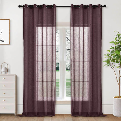 B01 Linen Textured Airy Sheer Curtain Grommet - Cololeaf -- #30 Light Grey