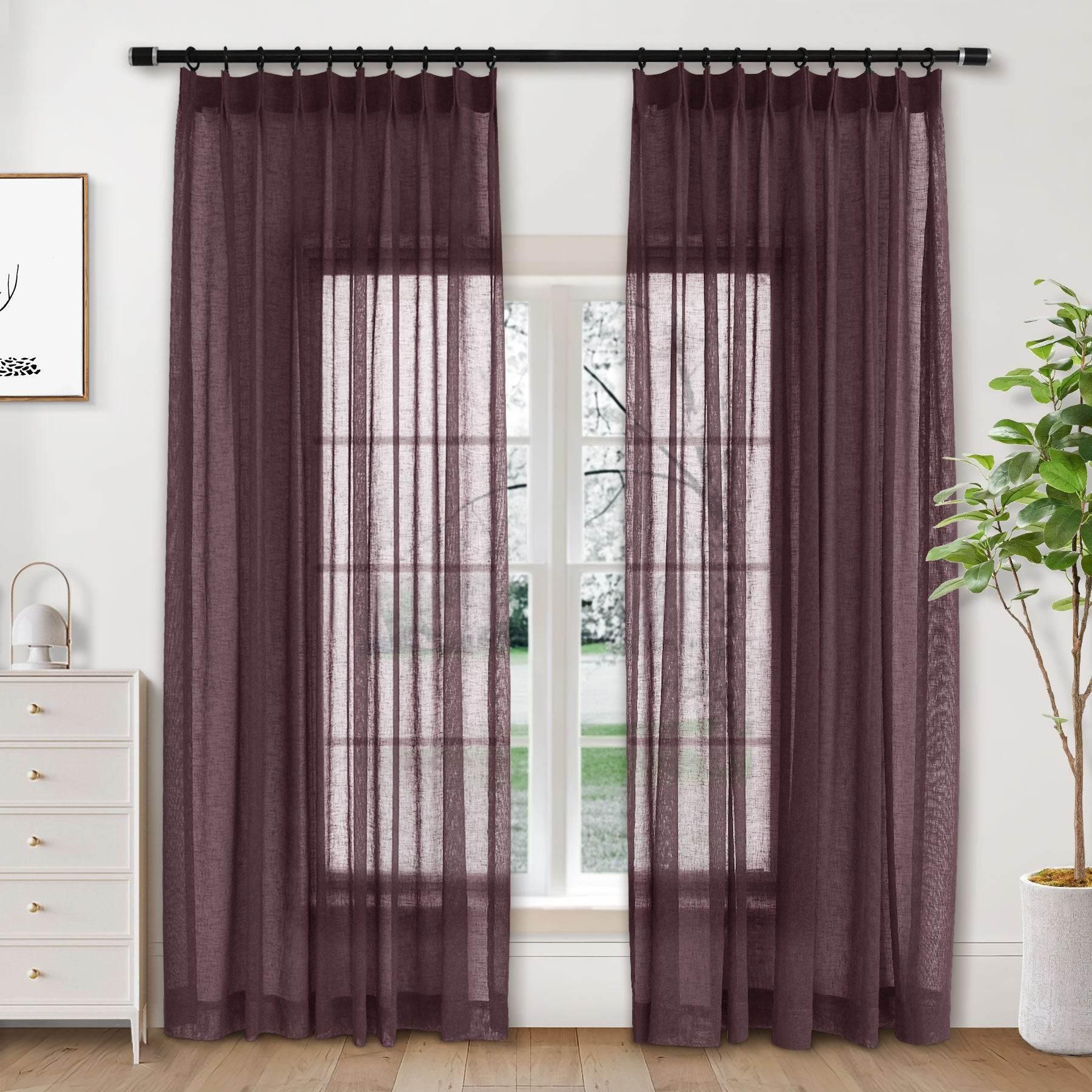 B01 Linen Textured Airy Sheer Curtain Pinch Pleat - Cololeaf -- #30 Light Grey