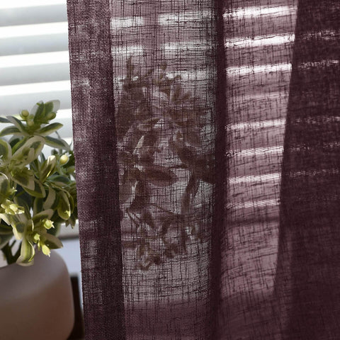 B01 Linen Textured Airy Sheer Curtain Grommet - Cololeaf -- #30 Light Grey