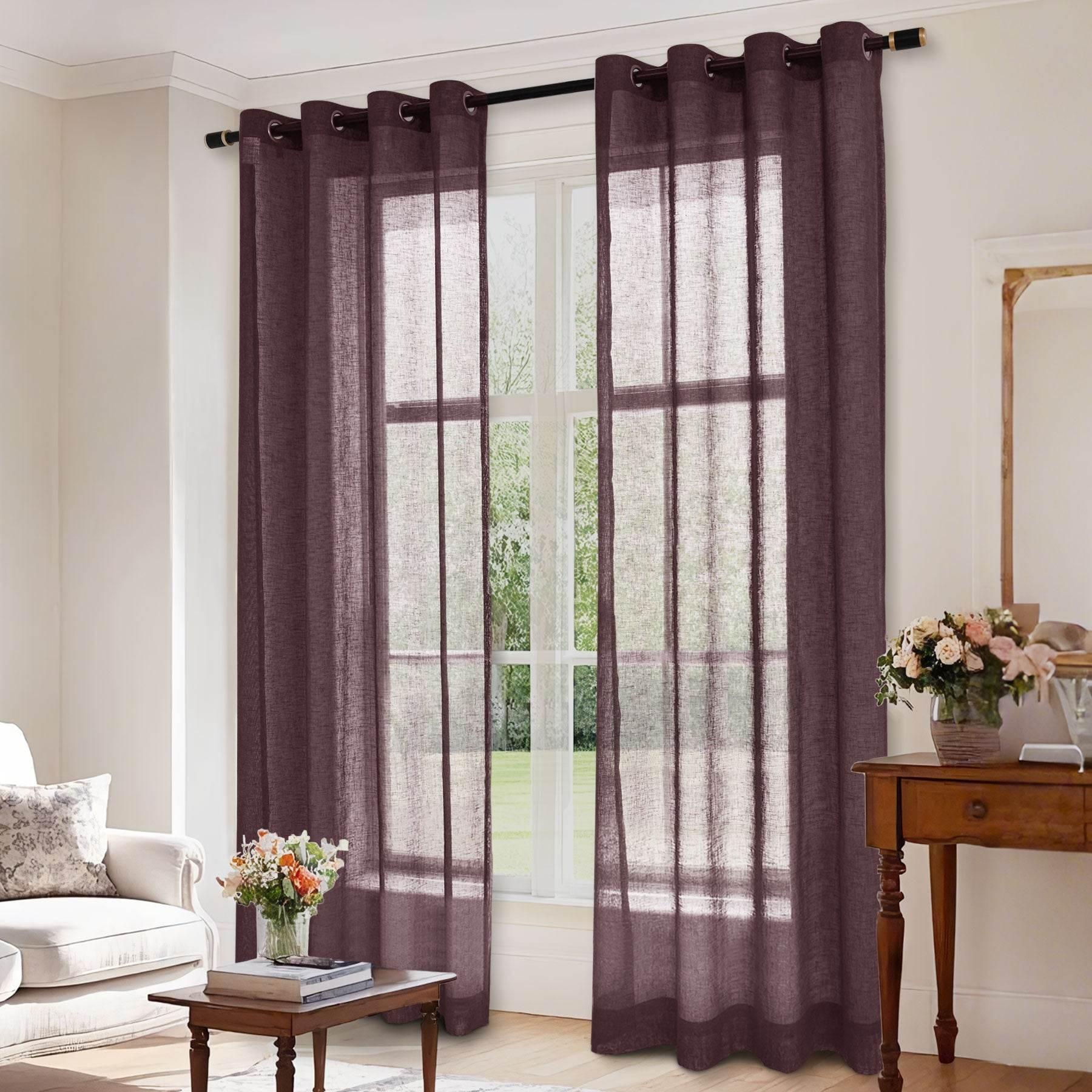 B01 Linen Textured Airy Sheer Curtain Grommet - Cololeaf -- #30 Light Grey