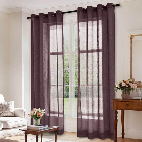 B01 Linen Textured Airy Sheer Curtain Grommet - Cololeaf -- #30 Light Grey