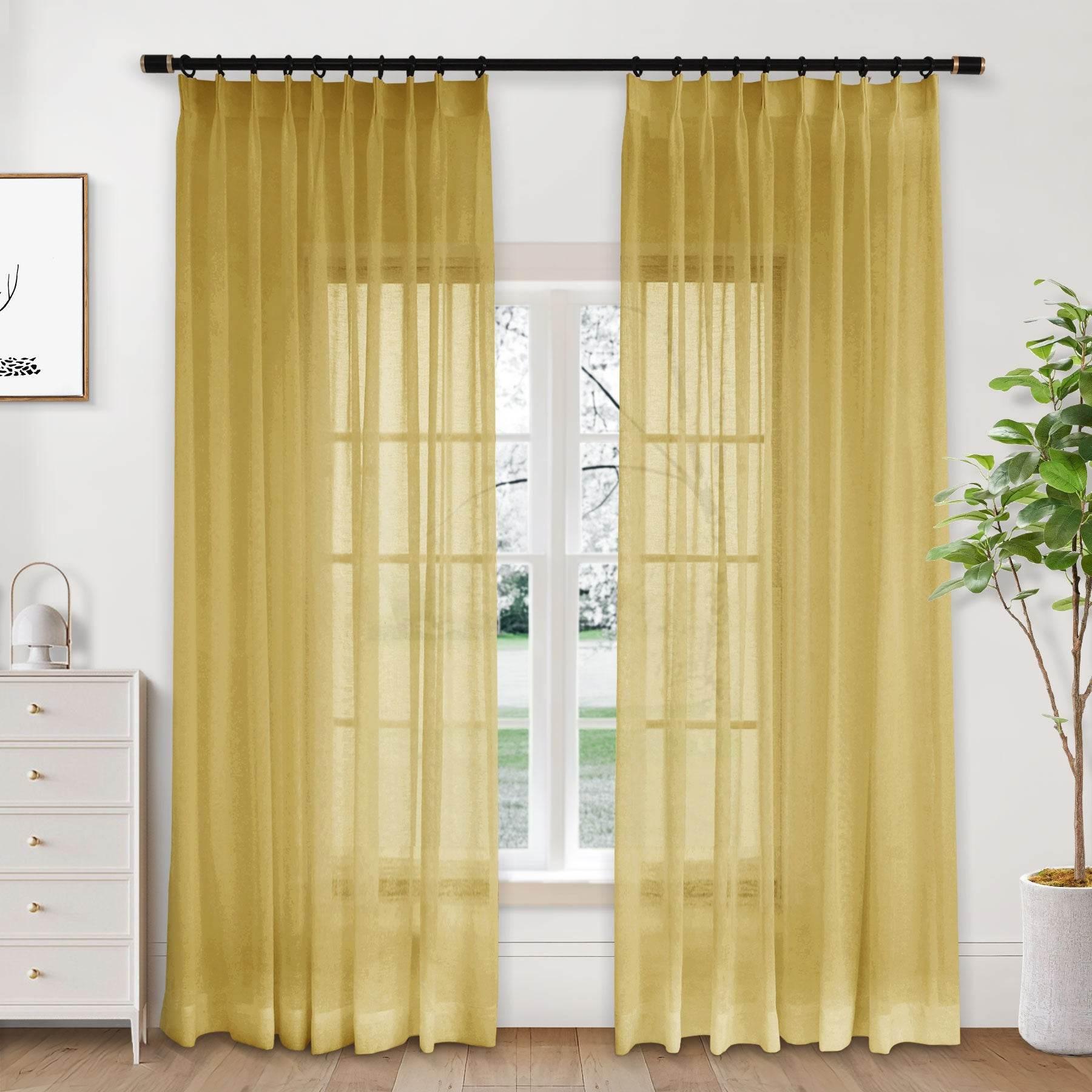 B01 Linen Textured Airy Sheer Curtain Pinch Pleat - Cololeaf -- #30 Light Grey