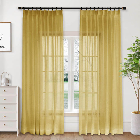 B01 Linen Textured Airy Sheer Curtain Pinch Pleat - Cololeaf -- #30 Light Grey
