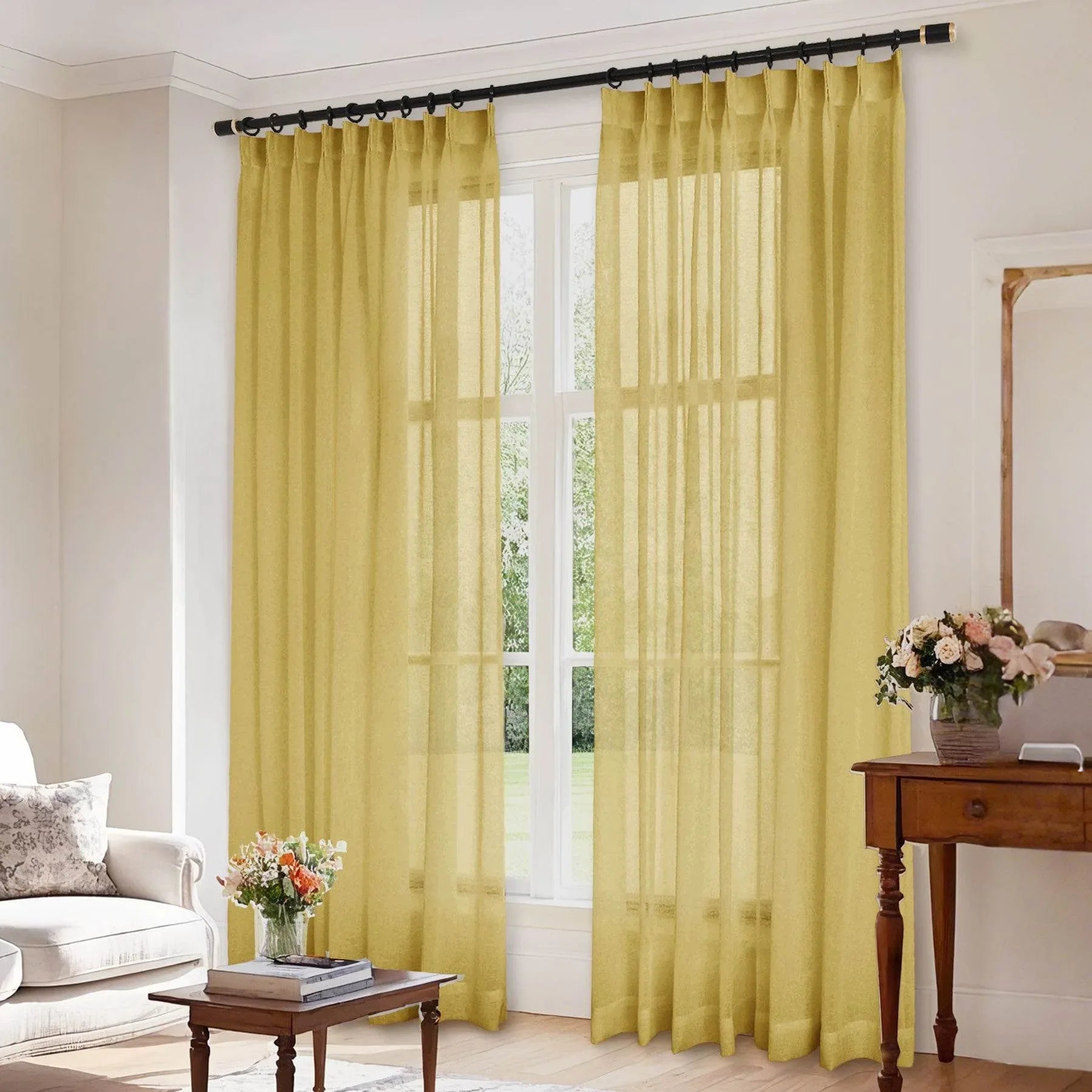 B01 Linen Textured Airy Sheer Curtain Pinch Pleat - Cololeaf -- #30 Light Grey