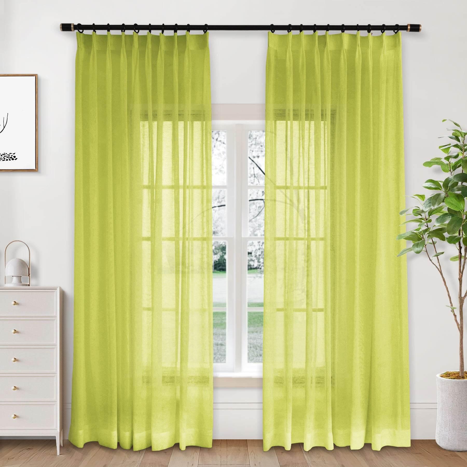 B01 Linen Textured Airy Sheer Curtain Pinch Pleat - Cololeaf -- #30 Light Grey