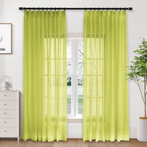 B01 Linen Textured Airy Sheer Curtain Pinch Pleat - Cololeaf -- #30 Light Grey