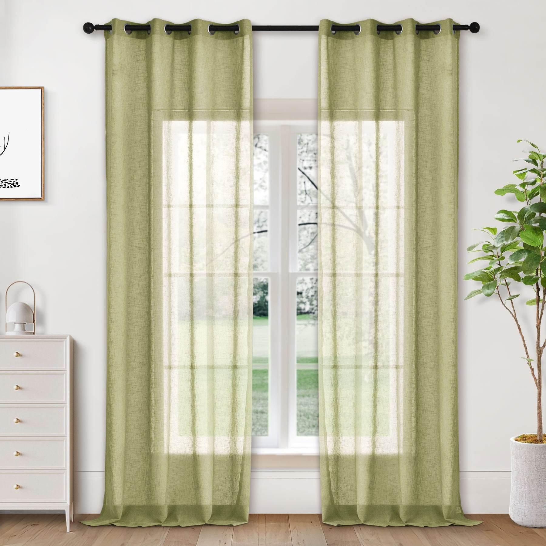B01 Linen Textured Airy Sheer Curtain Grommet - Cololeaf -- #30 Light Grey