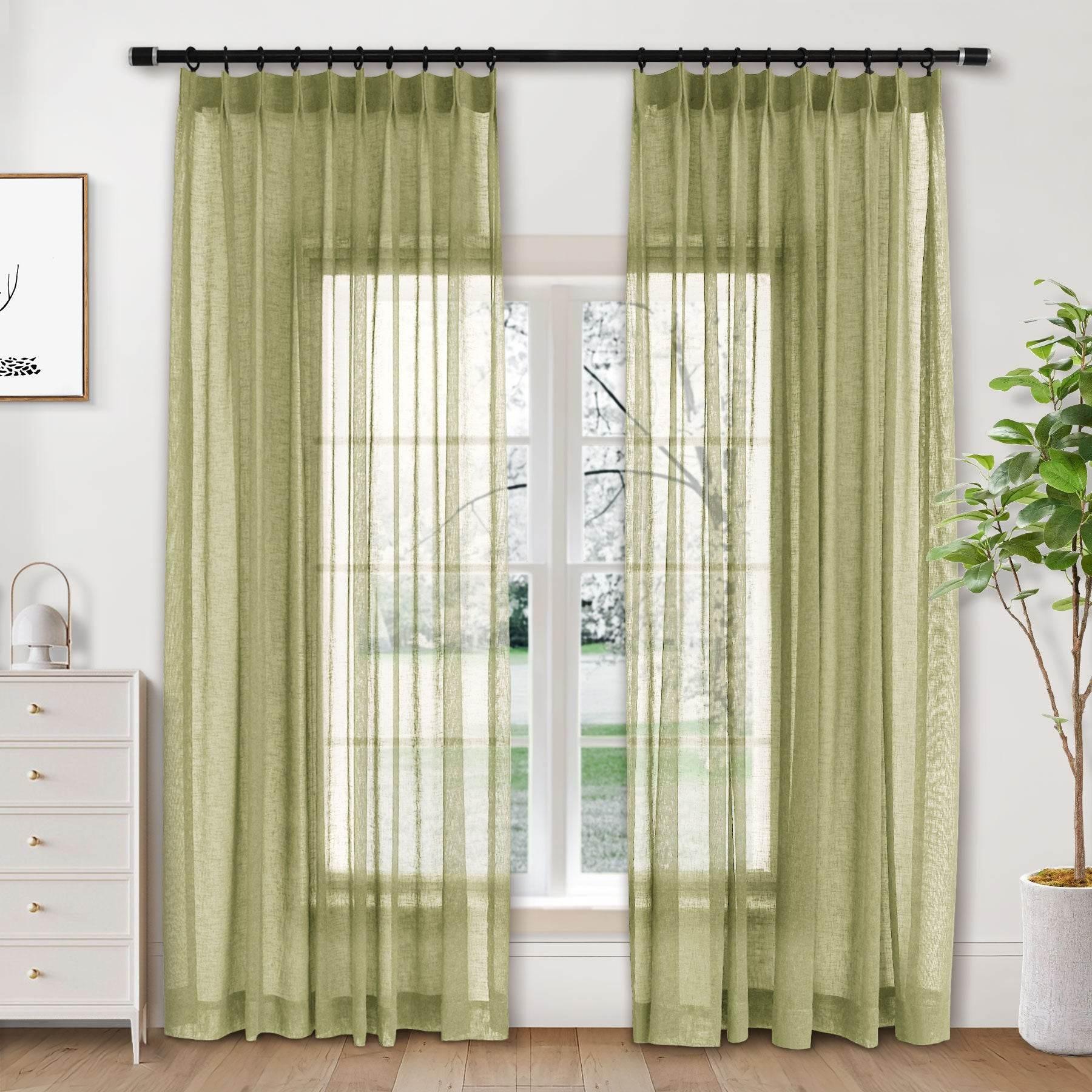 B01 Linen Textured Airy Sheer Curtain Pinch Pleat - Cololeaf -- #30 Light Grey
