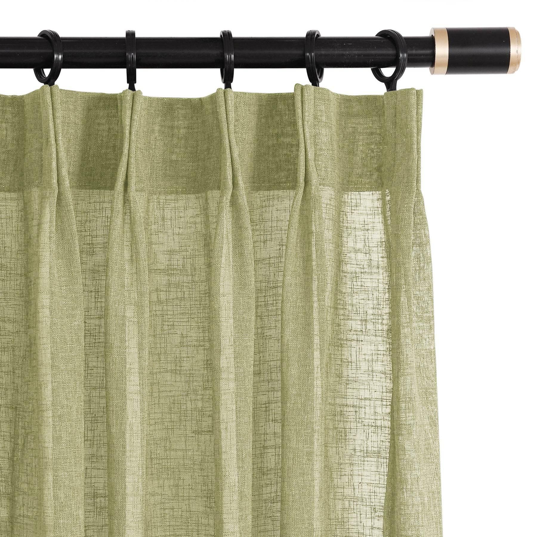 B01 Linen Textured Airy Sheer Curtain Pinch Pleat - Cololeaf -- #30 Light Grey
