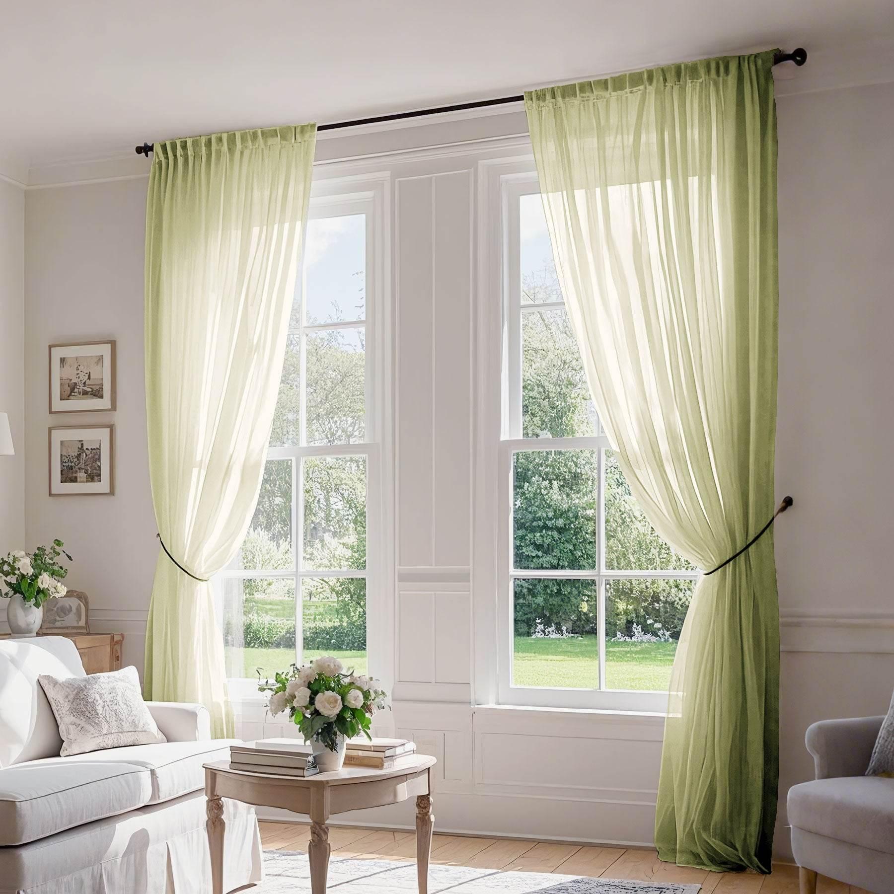B01 Linen Textured Airy Sheer Curtain Pinch Pleat - Cololeaf -- #30 Light Grey