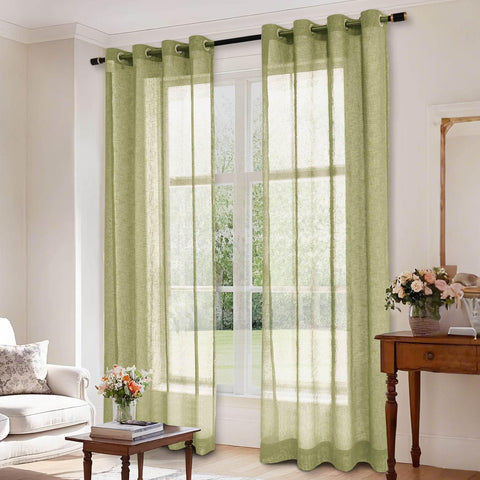 B01 Linen Textured Airy Sheer Curtain Grommet - Cololeaf -- #30 Light Grey