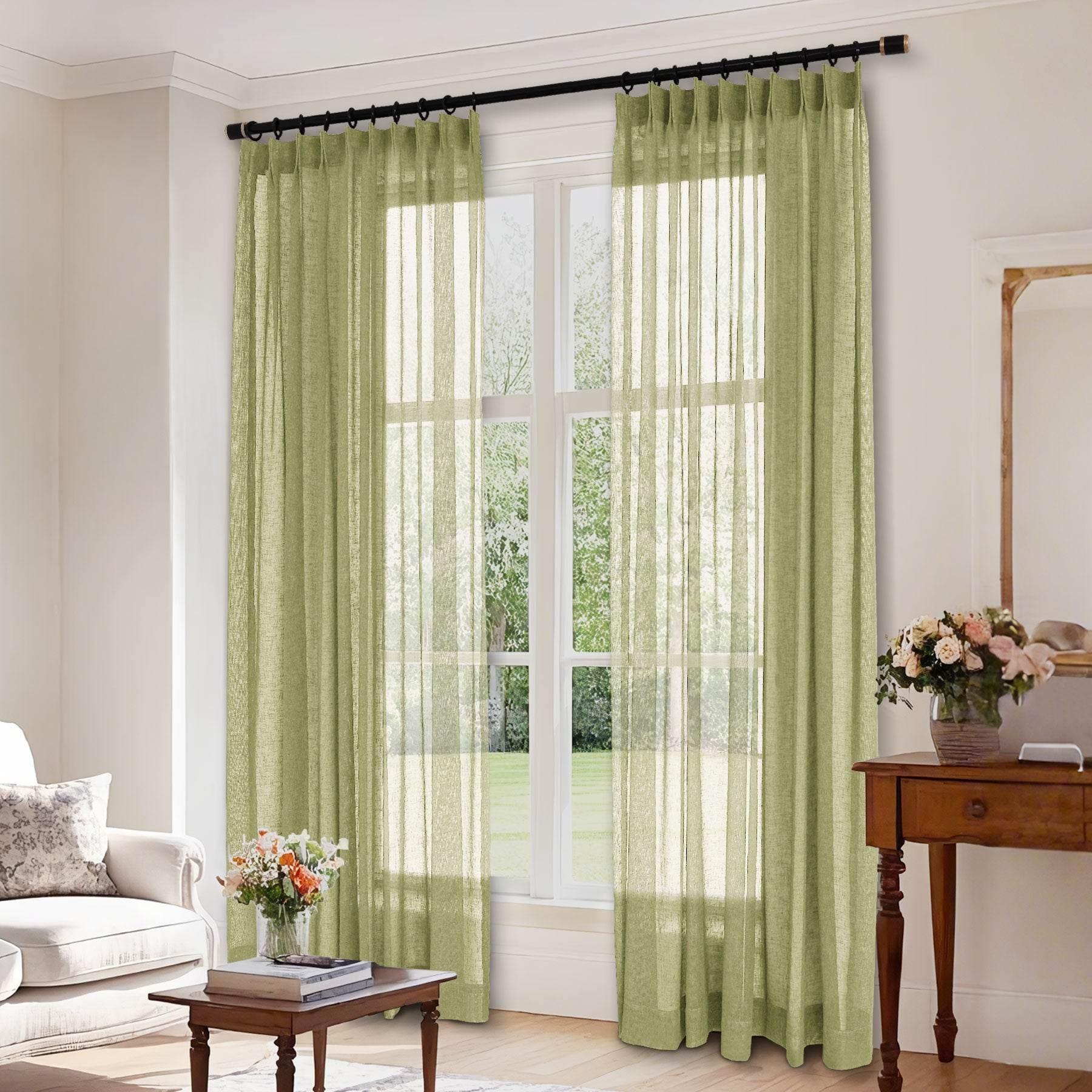 B01 Linen Textured Airy Sheer Curtain Pinch Pleat - Cololeaf -- #30 Light Grey