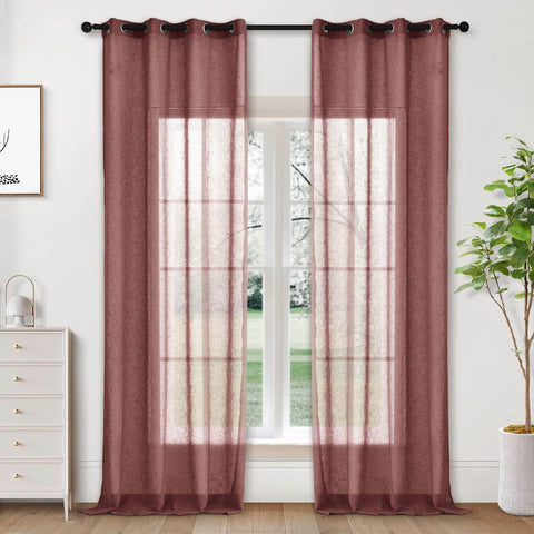 B01 Linen Textured Airy Sheer Curtain Grommet - Cololeaf -- #30 Light Grey