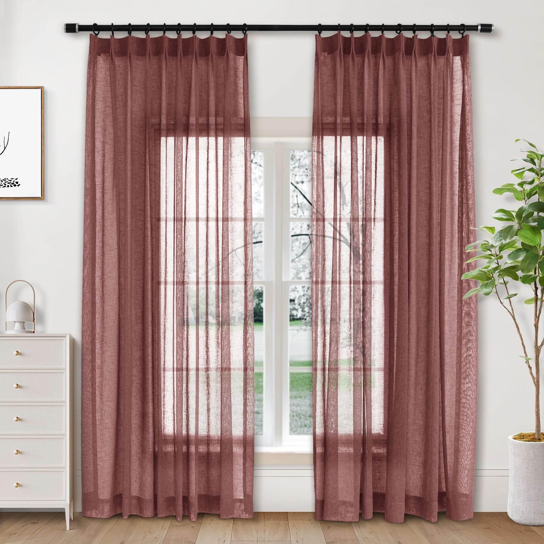 B01 Linen Textured Airy Sheer Curtain Pinch Pleat - Cololeaf -- #30 Light Grey