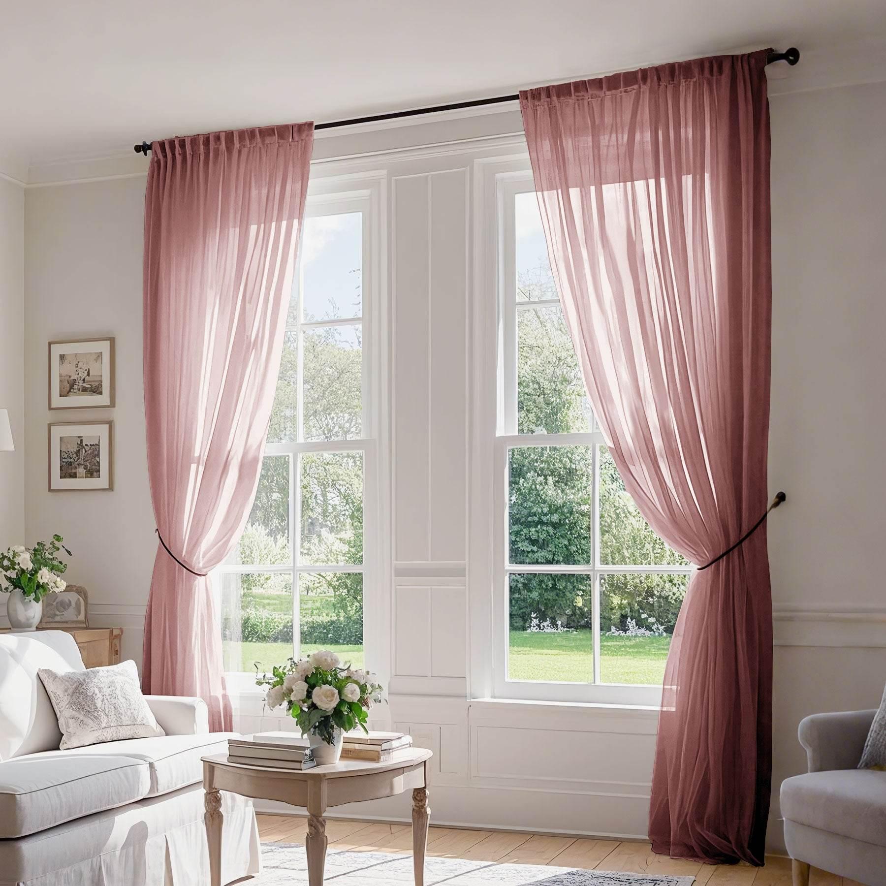 B01 Linen Textured Airy Sheer Curtain Pinch Pleat - Cololeaf -- #30 Light Grey