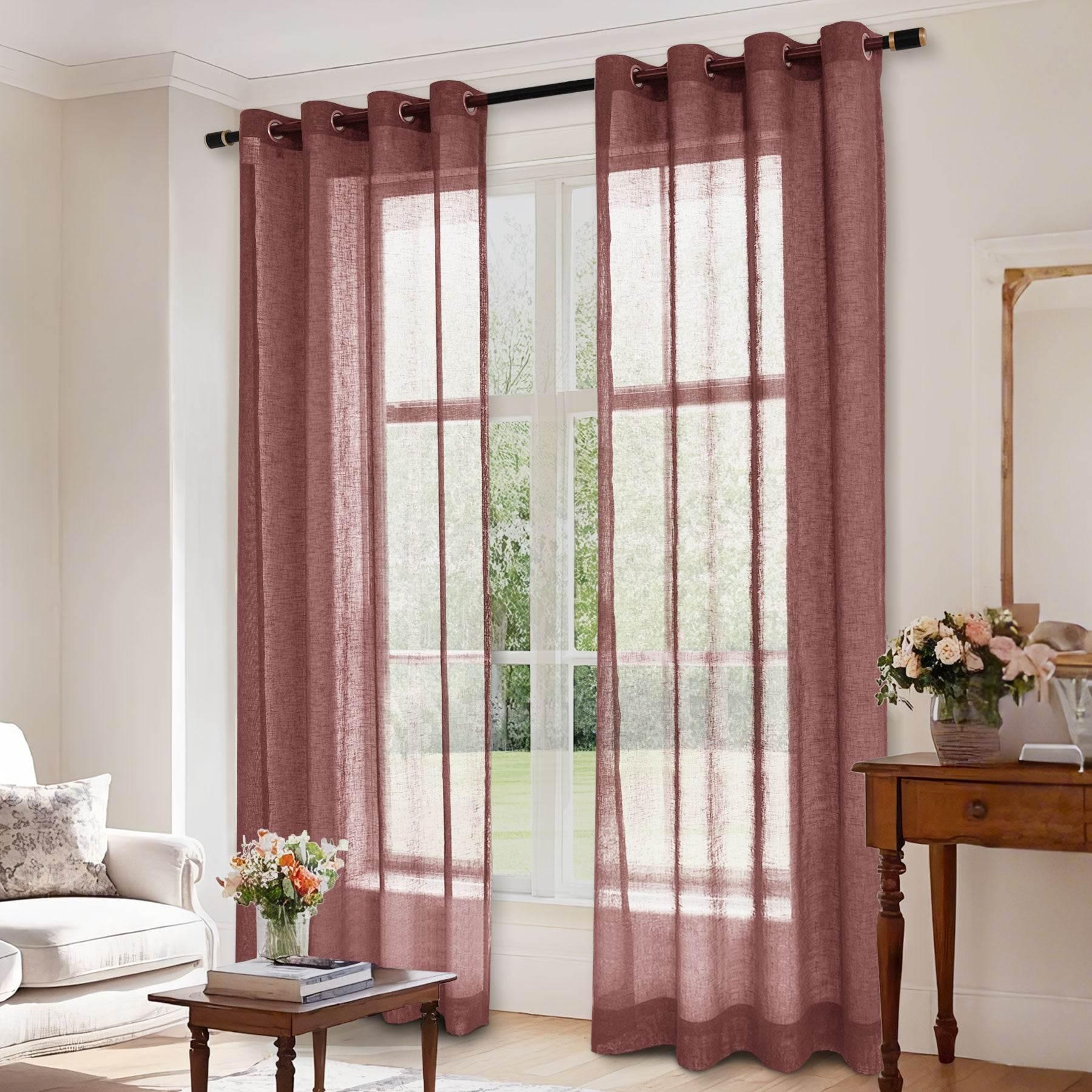 B01 Linen Textured Airy Sheer Curtain Grommet - Cololeaf -- #30 Light Grey